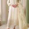 Ivory pearl silk suit Ivory pearl silk suit with hand-embellished Korean silk shirt and organza dupatta by Hammad Impressions luxury Pakistani party wear