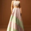 Luxury Alert! Designer Bridal Lehenga & Beaded Choli 30%off! Bridal Lehenga Choli in pista & pink with intricate beadwork, perfect for weddings.