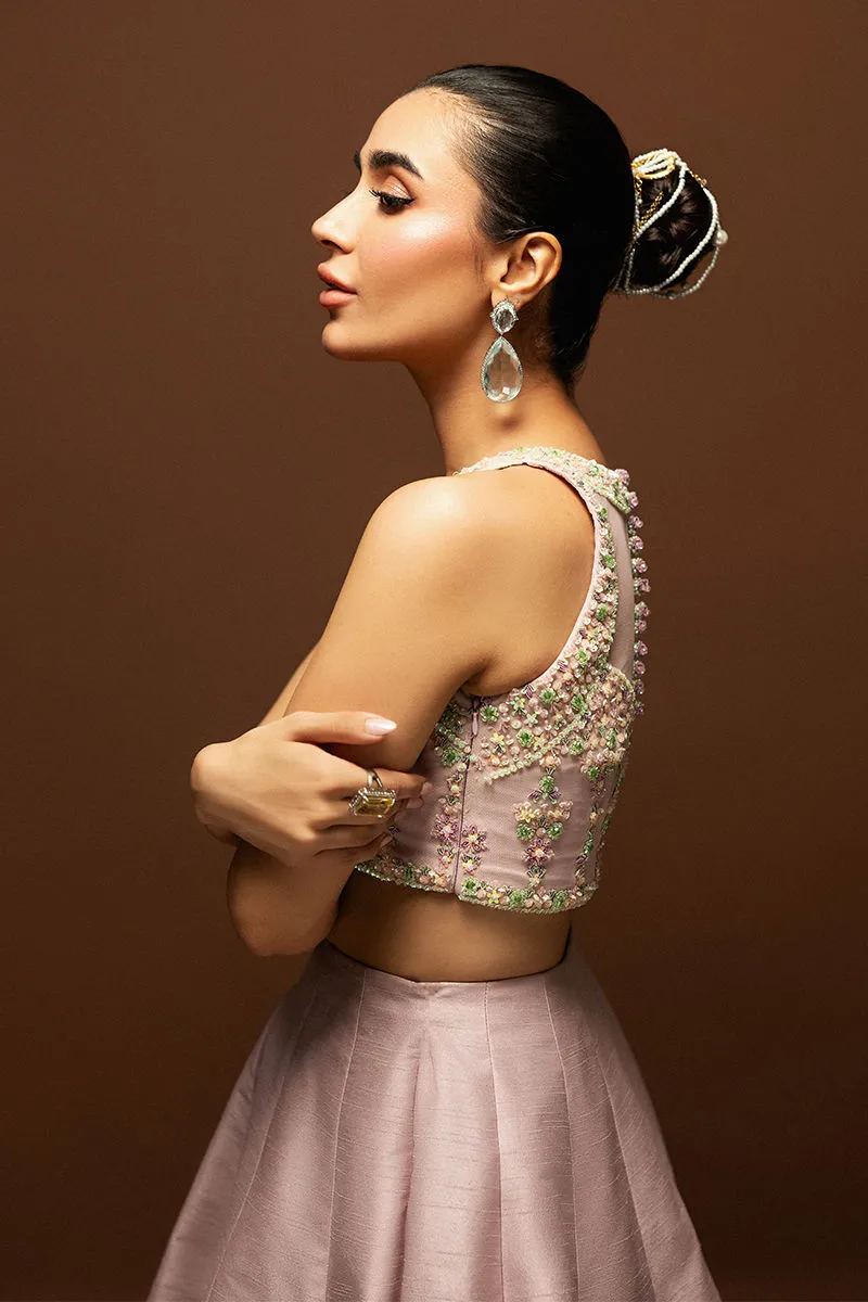 Luxury Alert! Designer Bridal Lehenga & Beaded Choli 30%off! Bridal Lehenga Choli with intricate gold beadwork, offering a sophisticated bridal look.