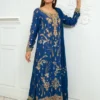 Royal Blue Dress – Sumptuous Raw Silk Fabric and Intricate Details