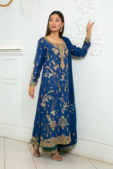 Royal Blue Dress – Sumptuous Raw Silk Fabric and Intricate Details