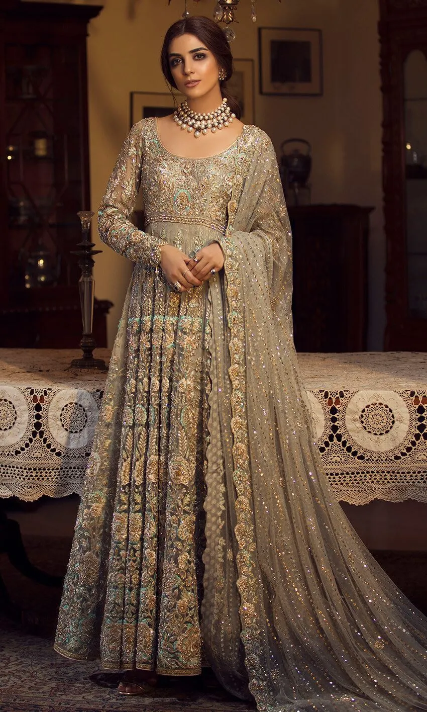 Pearl River Embroidered Anarkali Gown flowing silhouette with regal floral embellishments