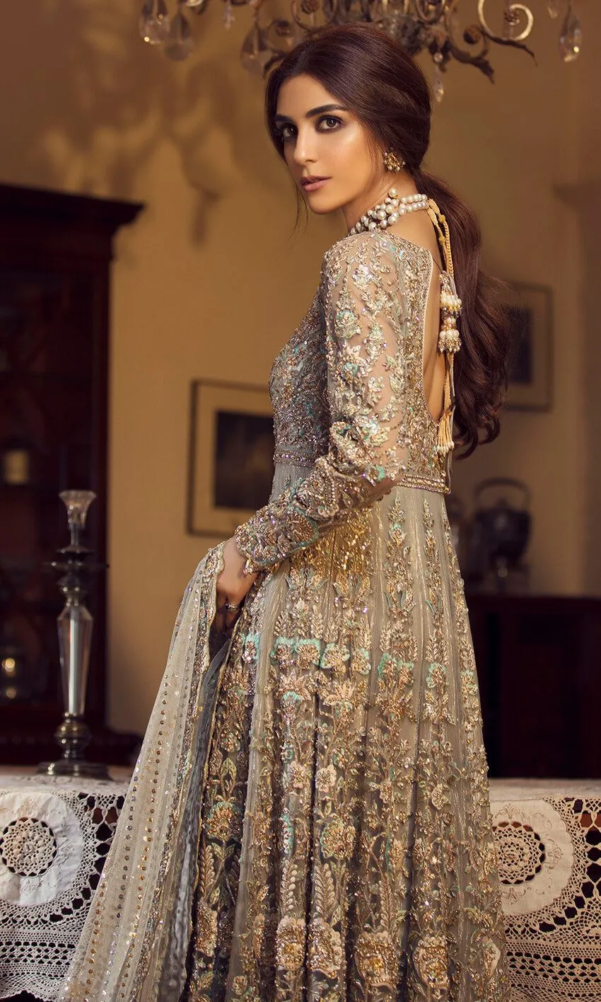 Pearl River Embroidered Anarkali Gown luxurious design with matching embroidered dupatta