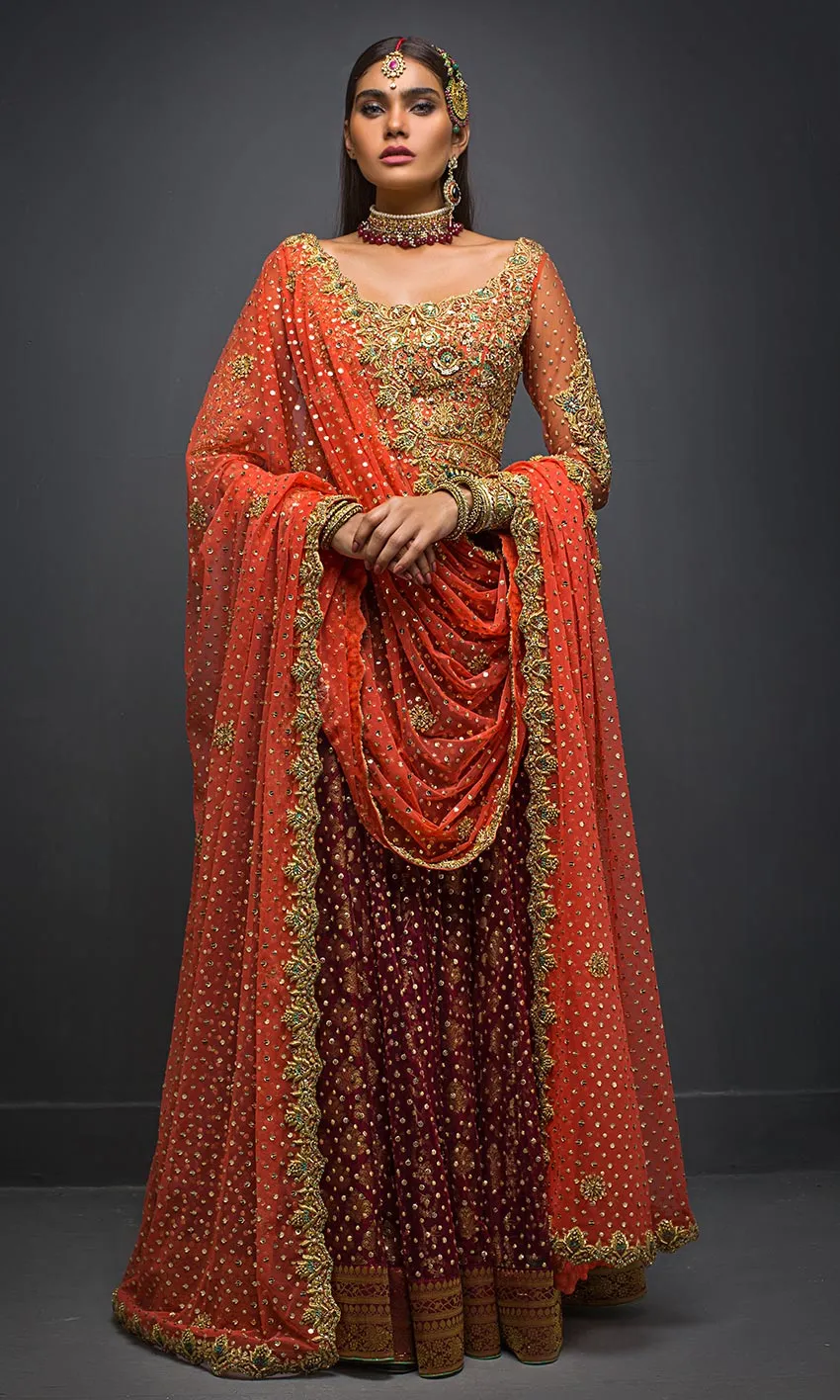 Gulnar Anarkali gown featuring floral and paisley motifs
