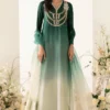 1️⃣ Green Embellished Kaftan with Hand-Beaded Details
