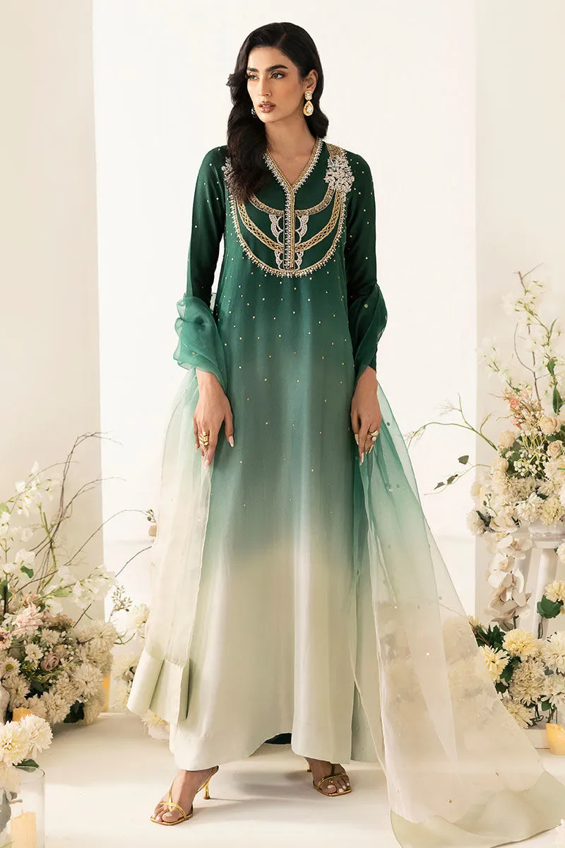 1️⃣ Green Embellished Kaftan with Hand-Beaded Details