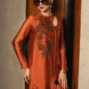 Tangerine Embroidered Silk Outfit ???? – Modern & Elegant Look ????