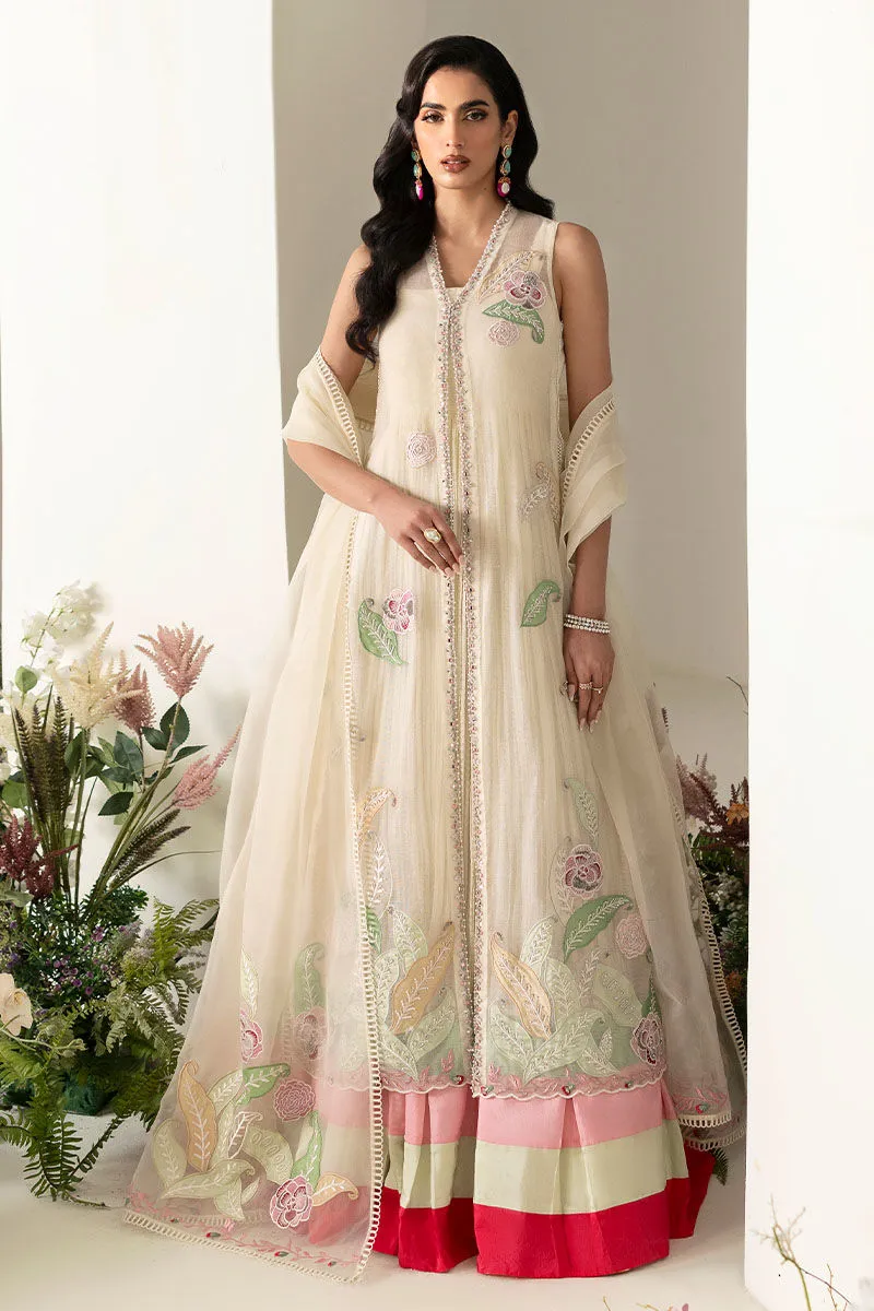 1️⃣ Off-White Cotton Net Dress for Women with Zardozi Handwork