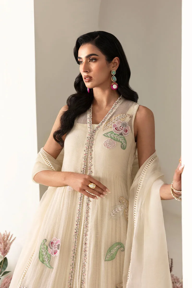 2️⃣ Off-White Cotton Net Dress Featuring Multi-Reshma Embroidery