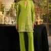 Parrot Green Silk Outfit for Women – Elegant & Sophisticated ????