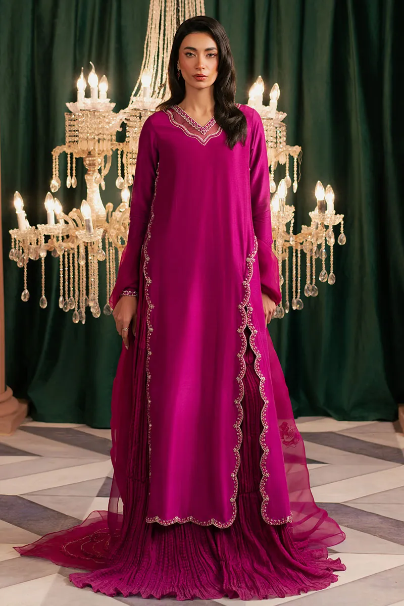 Magenta Embellished Korean Silk Outfit – Luxe Fashion ????✨