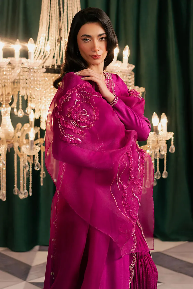 Magenta Korean Silk Shirt with Intricate Embroidery – Luxury Wear ✨