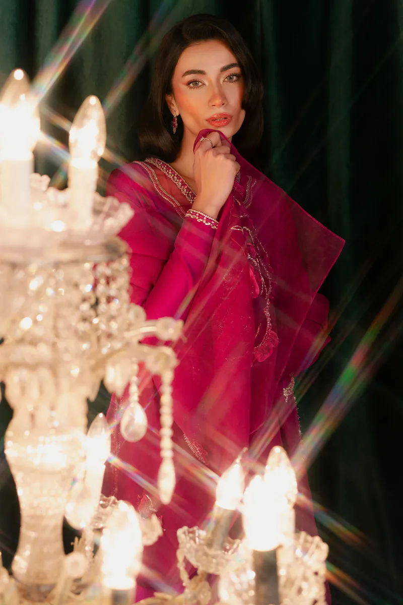 Magenta Designer Outfit with Floral Organza Dupatta – Graceful & Light ????