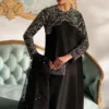 Black Embroidered Korean Silk Outfit with Silver Embroidery ????