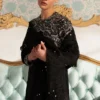 Black Embroidered Korean Silk Outfit for Elegant Women ????