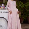 Blush Pink Resham Embroidered Raw Silk Kalidaar