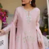 Blush Pink Resham Embroidered Raw Silk Kalidaar