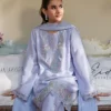 Luxurious Periwinkle Raw Silk Short Shirt with Pastel Embroidery