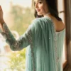 Blue Khaddi Net Long Shirt – Festive Wear with Contemporary Look