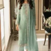 Blue Khaddi Net Long Shirt with Raw Silk Pants