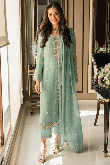 Blue Khaddi Net Long Shirt with Raw Silk Pants