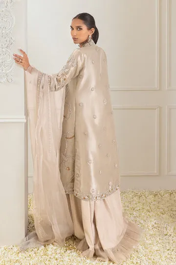 Beige Raw Silk Lehenga Choli – Frilled Raw Silk Lehenga with Masuri Organza Dupatta