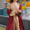 copper tissue lama shirt paired with velvet culottes and organza dupatta