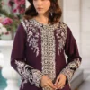 Mulberry purple short jacket with dori embroidery and mirror work