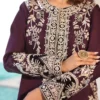 Mulberry purple short jacket with dori embroidery and mirror work