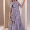 Purple Gharara – Handworked French Net Shirt with Mirror Detail