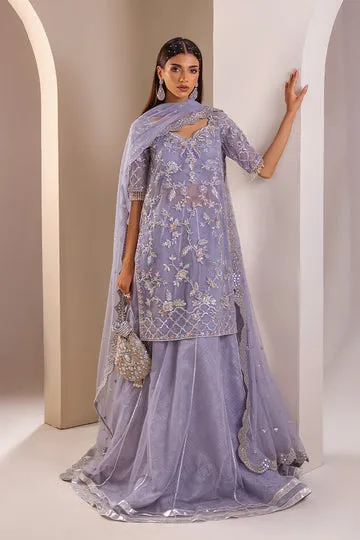 Purple Gharara – Handworked French Net Shirt with Mirror Detail