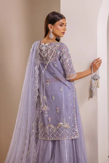 Purple Gharara – Handworked French Net Shirt with Mirror Detail