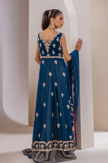Teal Blue Dress - French Net Dupatta