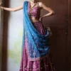 Plum and teal Choli Lehenga set with intricate gotta work and block-printed lehenga Plum and teal Choli Lehenga set with intricate gotta work and block-printed lehenga