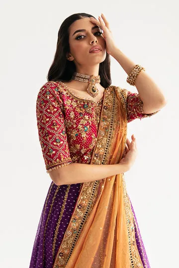 Bridal Lehenga Choli - Side View of Pink French Net Choli