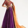 Bridal Lehenga Choli - Stunning Pink Choli & Purple Lehenga