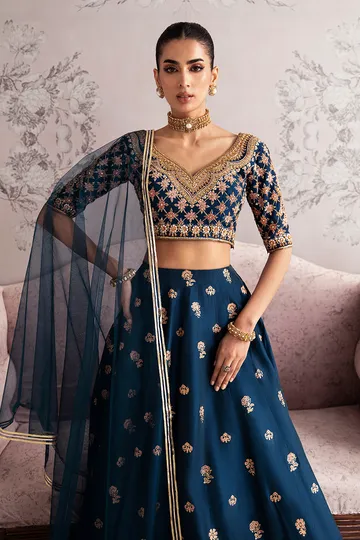 Bridal Lehenga – Close-up of Intricate Hand Embroidery on Choli ✨