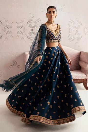 Bridal Lehenga – French Net Dupatta with Gota Detailing ????