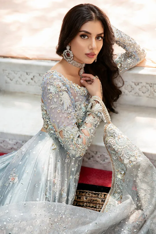 Ice Blue Wedding Gown – Sparkling Applique and Crystals