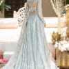 Ice Blue Wedding Gown – Sparkling Applique and Crystals