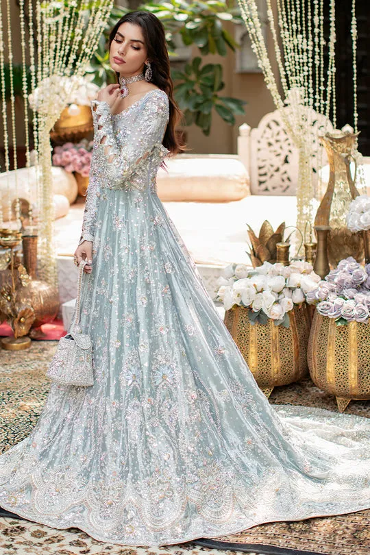 Ice Blue Wedding Gown – Sparkling Applique and Crystals