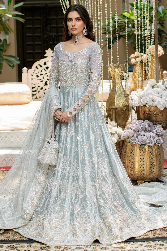 Ice Blue Wedding Gown – Sparkling Applique and Crystals