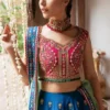 Ice Blue Bridal Lehenga with Pink Choli – Luxury Wedding Dress