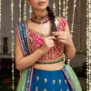 Ice Blue Bridal Lehenga with Pink Choli – Luxury Wedding Dress