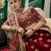 Traditional Maroon Velvet Bridal Lehenga Choli for brides ????????