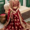 Embroidered Maroon Velvet Bridal Lehenga Choli with dupatta ????✨