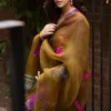 Magenta Mustard Raw Silk Kurta – Elegant and luxurious fabric for weddings.