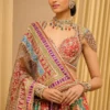 Pearl Embroidered Peach Bridal Lehenga with Dupion Bustier
