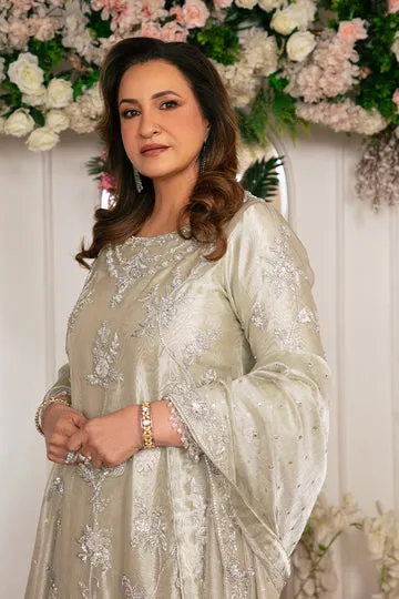 White wedding dress adorned with floral embroidery and beaded accents, radiating timeless elegance.