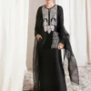Black Raw Silk Shirt Set with Palazzo Pants & Organza Dupatta